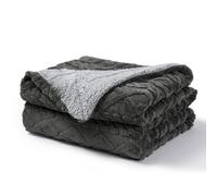 Pagnanno. Pagnanno Sherpa Teddy Fleece Blanket Fluffy Double Layered Bed And Sofa Throw For Families, Couples, Grey, Double