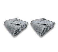 Pagnanno. Waffle Flannel Fleece Mink Throw Pack of 2 - Sofa/Bedspread/travel Blankets - Silver Grey Honeycomb Super Soft, light-weighted, Warm, Cosy Large Size (Light Grey, Double (150x200cm))