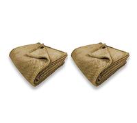 Pagnanno. Waffle Flannel Fleece Mink Throw Pack of 2 - Sofa/Bedspread/travel Blankets - Silver Grey Honeycomb Super Soft, light-weighted, Warm, Cosy Large Size (Mink, Single (125x150cm))