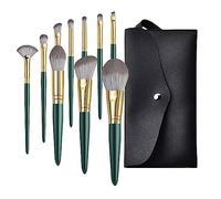 PAGOCI 9pcs Premium Synthetic Blending Face Eye Lip Makeup Kit | Small waist makeup brushes | Professional Make Up Brushes Set for Foundation Eyebrow Concealer Brushes Eye Shadows Contour Powder Highlight (Dark Green)