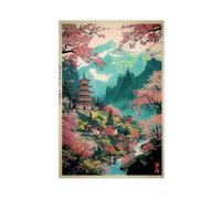Pagoda at Mount Yoshina Japanese Anime Style Wall Art Canvas Poster Bedroom Decor Landscape Office Room Decor Gift 12x18inch(30x45cm)