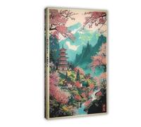 Pagoda at Mount Yoshina Japanese Anime Style Wall Art Canvas Poster Bedroom Decor Landscape Office Room Decor Gift 24x36inch(60x90cm)