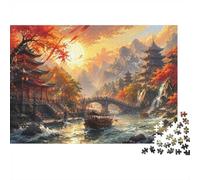 Pagoda Bridge River Jigsaw Puzzle, 1000 Pcs Indoor Adult Game | 52x38cm Cardboard, Brain Workout, Accurate Cutting, Adult Hobbyists, Stress Reduction