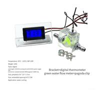 Pagoda Clip Mounted Three-Way Flow Meter With LED Thermometer For Real-Time Water Temperature Monitoring(green with stand)