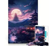 Pagoda Japan Landscape 1000 Piece Jigsaw Puzzles for Adults Jigsaw Smart Game Together Fun Image Assembly Seasonal Gift (38x52cm)