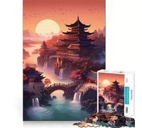 Pagoda Japan Landscape 1000 Pieces Jigsaws Adults Puzzles Gifts Boost Memory Mental Relax Premium Cut Warm Surprise (38x52cm)