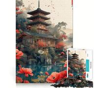 Pagoda Japan Landscape 1000 Pieces Jigsaws Adults Puzzles Gifts Boost Memory Mental Relax Premium Cut Warm Surprise (50x75cm)
