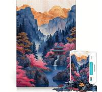 Pagoda Japan Landscape Hard Jigsaw Puzzle for Adults 1000 Pieces Boost Memory Soothing Play Premium Cut Perfect Present (50x75cm)