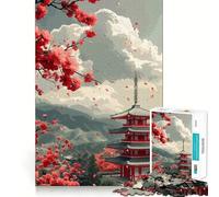Pagoda Japan Landscape Hard Jigsaw Puzzle for Adults 1000 Pieces Memory Lift Easy Leisure Image Assembly Artistic Gift (38x52cm)