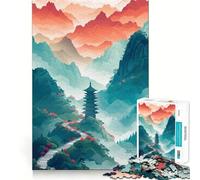 Pagoda Japan Landscape Hard Jigsaw Puzzle for Adults 1000 Pieces Smart Game Home Enjoy Image Assembly Festive Gift (38x26cm)