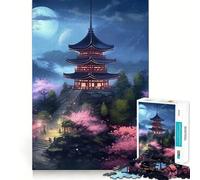Pagoda Japan Landscape Hard Jigsaw Puzzle for Adults 1000 Pieces Smart Game Home Enjoy Image Assembly Festive Gift (38x26cm)