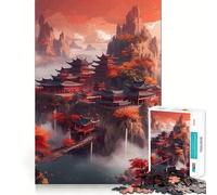 Pagoda Japan Landscape Jigsaw Puzzle for Teenagers 1000 Pieces Memory Boost Indoor Play Image Assembly (38x52cm)