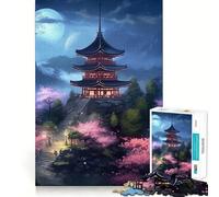 Pagoda Japan Landscape Jigsaw Puzzles for Adults1000 Piece Strengthen Memory Home Activity Clean Edge Festive Gift (50x75cm)