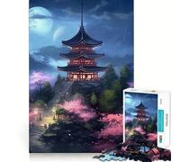 Pagoda Japan Landscape Jigsaw Puzzles for Adults1000 Pieces Strengthen Memory Home Pastime Clean Edge Elegant Gift (38x52cm)