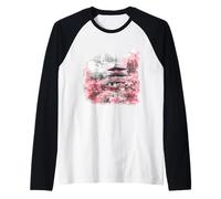 Pagoda Japanese Pagoda Tower Japanese Art Artwork Nature Raglan Baseball Tee