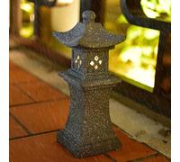 Pagoda Lantern 17.3'' Solar Pagoda Waterproof Pagoda Garden Statue with Solar Light Decorative Solar Garden Light for Zen Landscape, Balcony, Garden, Patio Asian Decor, Pagoda, Pagoda Garden Statue