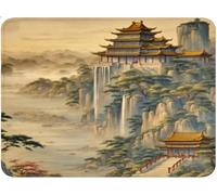 Pagoda Mouse Mat 20 x 23 cm, Gaming Mouse Pad, Improves Speed and Accuracy, Mini Mousepad Mountain Range, Anti-Slip Rubber Waterproof Desk Mat, For Travel Office Home Laptop Working Studying qw-4