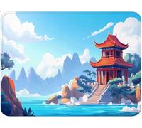 Pagoda Mouse Mat 30x35cm, Gaming Mouse Pad, Improves Speed and Accuracy, Mini Mousepad Mountain, Anti-Slip Rubber Desk Mat with Smooth Cloth Surface, For Travel Office Laptop Working Studying qw-3