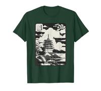 Pagoda Peace - Zen Japanese Temple Japan Art T-Shirt, Men, Dark Green, Medium