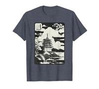 Pagoda Peace - Zen Japanese Temple Japan Art T-Shirt, Men, Heather Blue, Small