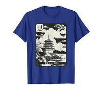 Pagoda Peace - Zen Japanese Temple Japan Art T-Shirt, Men, Royal Blue, Medium