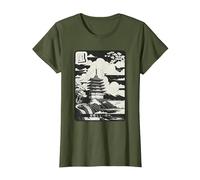 Pagoda Peace - Zen Japanese Temple Japan Art T-Shirt, Women, Olive Green, Medium