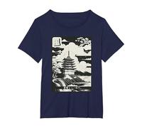 Pagoda Peace - Zen Japanese Temple Japan Art T-Shirt, Women's Plus, Navy Blue, 6X