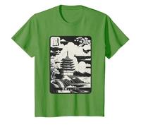 Pagoda Peace - Zen Japanese Temple Japan Art T-Shirt, Youth, Grass Green, Medium
