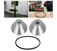 Pagoda Pulley Wheel Set for Benchtop Drill Press - 5-Step Aluminum Transmission Wheels (14mm & 22mm Bore) + K26 V-Belt, 3-Piece Drive Kit