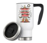 Pagoda Tower Japanese Architecture Japan Hip Hop Style Vacuum Insulated Thermal Travel Coffee Mug 480ml White