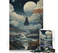 Pagoda Under The Full Moon Jigsaw Puzzle 1000 Piece for Adults Brain Challenge Toy Leisure Time Clear Cut Amazing Present (38x26cm)