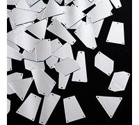 PAGOW 100Pcs Mirror Sew on Beads, Mix Acrylic Irregular Mirror Loose Beads, DIY Mirrored Rhinestones Stone for Dance Party Evening Wine Ball Dresses Bags Shoes Garment Accessory