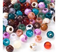 PAGOW 100Pcs Mix Color Large Hole Hair Beads Bracelet, Plastics Acrylic Large Hole Cloud Pop Beads