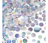 PAGOW 1050Pcs Large Sequins for Crafts, 20MM 25MM 30MM 40MM Assorted Size Flat Round Loose Sequin, Silver Transparent Spangles for DIY Sewing Embroidery Earrings Crafts