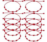 PAGOW 10pcs Red String Bracelet, Lucky Woven Thread Bracelet Cord with 7 Knots, Adjustable Braided Rope Amulet for Protection DIY Crafts Jewelry Making Decorations