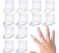 PAGOW 12pcs Finger Covers for Skin Picking, Reusable Silicone Stop Nail Biting Finger Guard, Breathable Anti Skin Picking Finger Gloves for Nail Biting Prevention, Cuticle Protection, Cracked - Clear