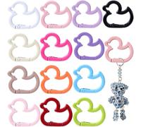 PAGOW 13 Pcs Duckling-Shaped Keychains, Colorful Zinc Alloy Key Ring Clips, Cute Duck Carabiner Spring Ring Clasp Keychain Clip for DIY Crafts Jewelry Making Outdoor