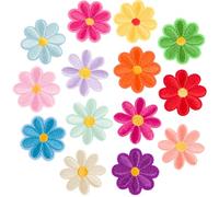 PAGOW 14 Pcs Flower Iron on Patches, Cute Daisy Flower Applique Patch, Sew on Embroidered Applique Sewing Patches for Bags, Jackets, Jeans, Clothes (14 Styles)