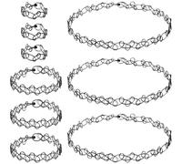 PAGOW 15pcs Tattoo Choker Set, Stretchy 90s Choker Necklace Bracelet Ring, Adjustable Retro Y2K Gothic Grunge Chokers Jewelry Accessories for Women Daily Parties - Black