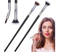 PAGOW 2 Pcs Folding Angle Scalloped Lash Brush, 2024 New Mascara Fan Brush for Lashes, Multifunctional Mascara Brush Eyelash Comb Separator, Eye Lash Fan Brush Wands Makeup Tool (Brown+Black)