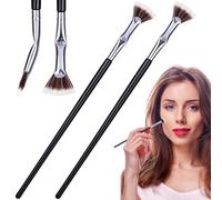 PAGOW 2 Pcs Folding Angle Scalloped Lash Brush, 2024 New Mascara Fan Brush for Lashes, Multifunctional Mascara Brush Eyelash Comb Separator, Eye Lash Fan Brush Wands Makeup Tool (NEW Brown Bristles)