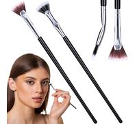 PAGOW 2 Pcs Folding Angle Scalloped Lash Brush, Multifunctional Mascara Fan Brush for Lashes, Mascara Brush Eyelash Comb Separator, Eye Lash Fan Brush Wands Makeup Tool (Black+Yellow)