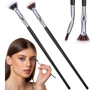 PAGOW 2 Pcs Folding Angle Scalloped Lash Brush, Multifunctional Mascara Fan Brush for Lashes, Mascara Brush Eyelash Comb Separator, Eye Lash Fan Brush Wands Makeup Tool (Black+Brown)