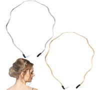 PAGOW 2 Pcs Metal Headbands for Women Trendy, Gold Silver Wavy Headbands for Women's Hair, Cute Elastic Head Band Hair Accessories for Women (Gold, Silver)