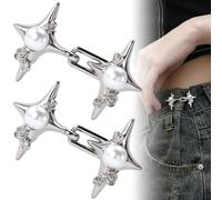 PAGOW 2 Pcs Pearl Star Waist Cincher Clip, Pant Waist Tightener