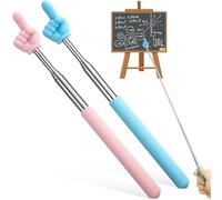 PAGOW 2 Pcs Retractable Teacher Pointer Stick, Hand Pointer Stick, Student Finger Pointing Stick, Extendable School Supplies for Reading, Classroom (Light Blue+Light Pink, Finger)