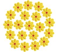 PAGOW 20 Pcs Flower Iron on Patches, Cute Shiny Flower Applique Patch, Sew On Embroidered Applique Sewing Patches for Bags, Jackets, Jeans, Clothes DIY Patches, 1.57x1.57inch (W*H) - Yellow