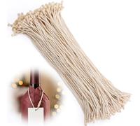 PAGOW 200 Pcs Cotton Hang Tag String, Beige Plastic Snap Lock Pin Loop Fastener, Thick Hanging Rope Accessories for Clothing Bags Luggage Label Price Tags