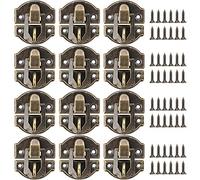 PAGOW 27MM Antique Brass Latch hasps, 12-Pack with Bronze Screws for Wooden Jewelry Box Cabinet Decorative, Suitcase Box Old Style Lock (12 Pack)