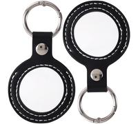 PAGOW 2pcs AA Coin Holder Keychain, 30-38 mm PU Leather Coins Chip Keychain, Sobriety Coin Holder for Chips Recovery Coins- Black